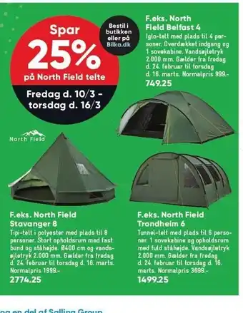 Bilka Nordth field telte tilbud