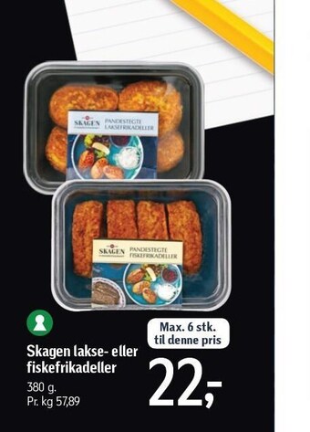Føtex Skagen lakse- eller fiskefrikadeller tilbud