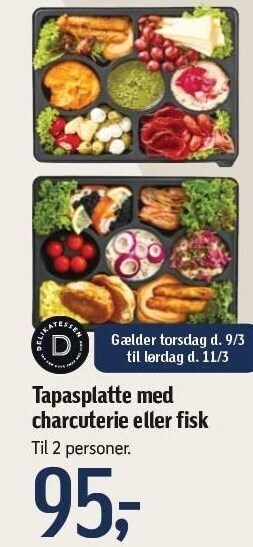 Føtex Tapasplatte med charcuterie eller fisk tilbud