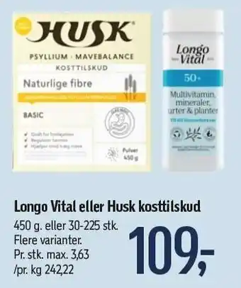 Føtex Longo vital eller husk kosttilskud tilbud