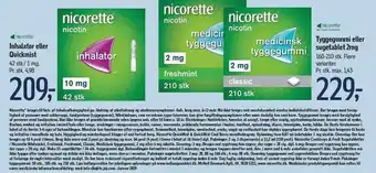 Nicorette inhalator eller quickmist eller tyggegummi eller sugetablet 2mg