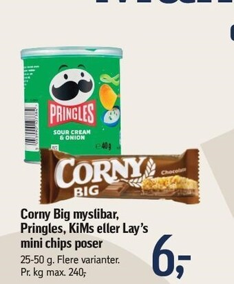 Føtex Corny big myslibar, pringles, kims eller lay's mini chips poser tilbud