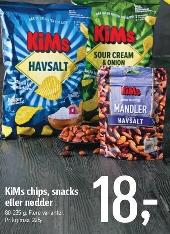Føtex Kims chips, snacks eller nødder tilbud