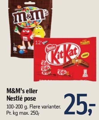 Føtex M&m's eller nestlé pose tilbud