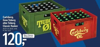 Føtex Carlsberg, grøn tuborg eller tuborg classic flasker tilbud