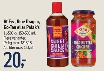 Føtex Al'fez, blue dragon, go-tan eller patak's tilbud