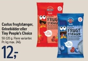 Føtex Castus frugtstænger, grinebidder eller tiny people's choice tilbud
