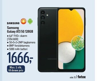 Føtex Samsung galaxy a13 5g 128gb tilbud