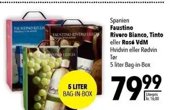 Citti Faustino rivero bianco, tinto eller rosé vdm 5 liter tilbud