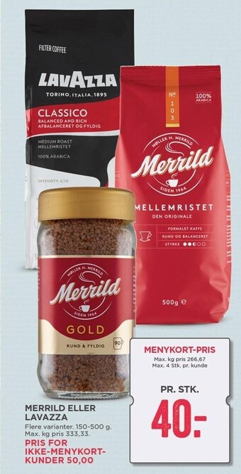 MENY Merrild eller lavazza tilbud