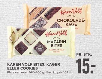 MENY Karen volf bites, kager eller cookies tilbud