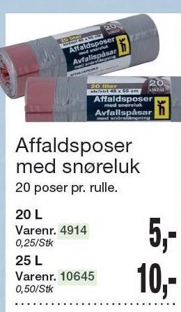 Harald Nyborg Affaldsposer med snøreluk tilbud