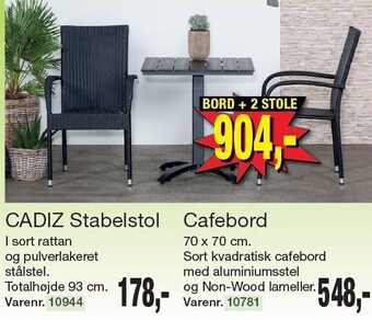 Harald Nyborg Cadiz stabelstol eller cafebord tilbud