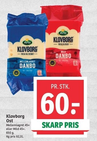 SPAR Klovborg ost tilbud