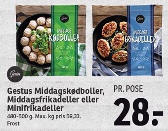 SPAR Gestus middagskødboller, middagsfrikadeller eller minifrikadeller tilbud