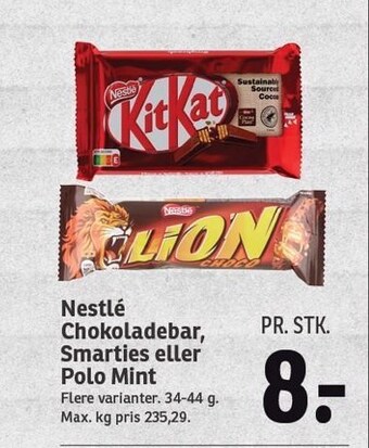 SPAR Nestlé chokoladebar, smarties eller polo mint tilbud
