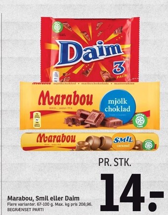 SPAR Marabou, smil eller daim tilbud