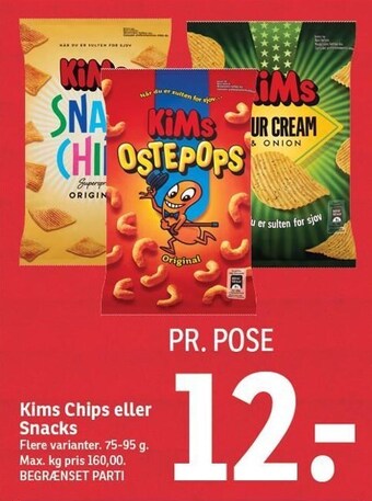 SPAR Kims chips eller snacks tilbud