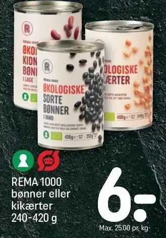 REMA 1000 Rema 1000 bønner eller kikærter tilbud