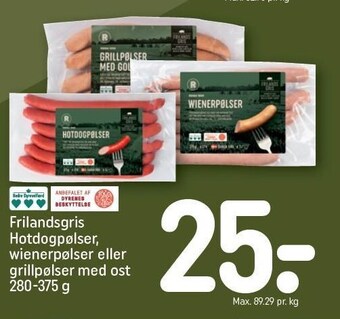 REMA 1000 Frilandsgris hotdogpølser, wienerpølser eller grillpølser med ost tilbud