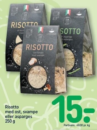 Risotto med ost, svampe eller asparges
