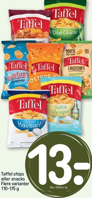 REMA 1000 Taffel chips eller snacks tilbud
