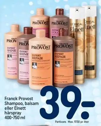 REMA 1000 Franck provost shampoo, balsam eller elnett hårspray tilbud