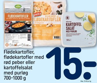 REMA 1000 Flødekartofler, flødekartofler med rød peber eller kartoffelsalat med purløg tilbud