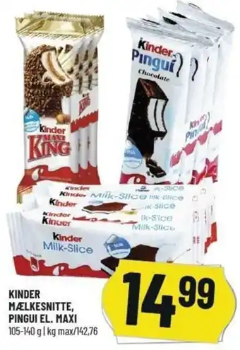 Løvbjerg Kinder Mælkesnitte Pingui El. Maxi 105-140g tilbud