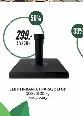 Seby firkantet parasolfod