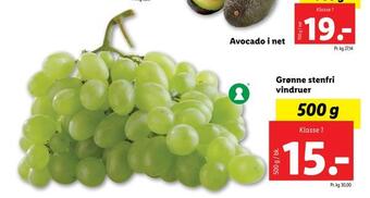 Lidl Grønne stenfri vindruer tilbud