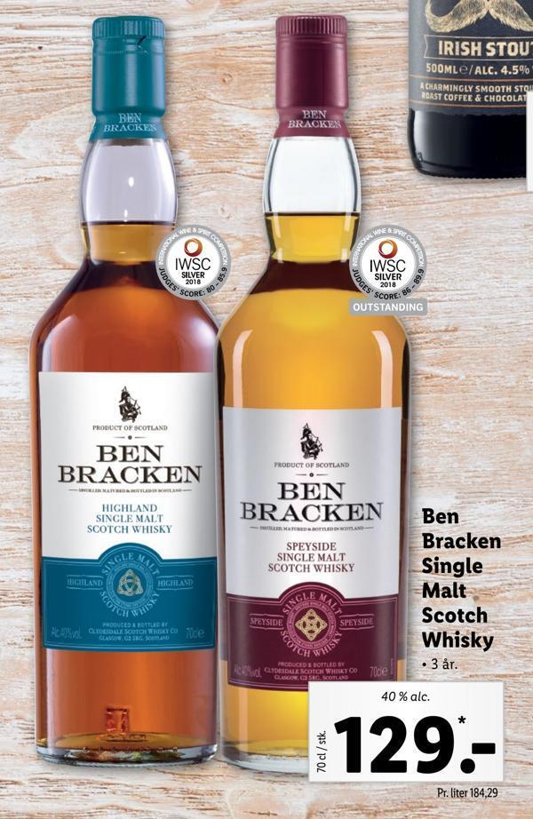Ben bracken single malt scotch whisky tilbud hos Lidl