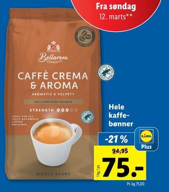 Lidl Hele kaffebønner tilbud