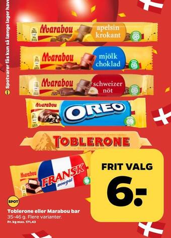 Netto Toblerone eller marabou bar tilbud