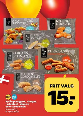 Netto Kyllingenuggets, -burger, -schnitzel, -dippers eller cordon bleu tilbud