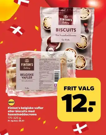 Netto Finton's belgiske vafler eller biscuits med hasselnøddecreme tilbud