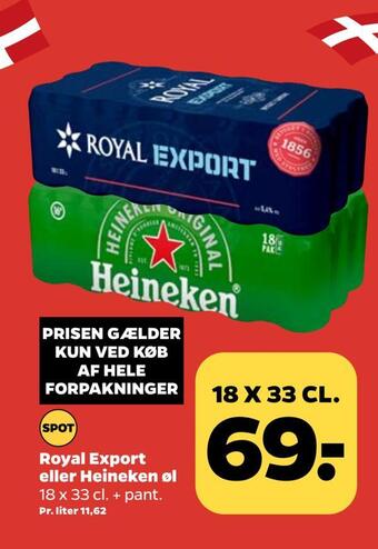 Netto Royal export eller heineken øl tilbud
