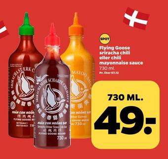 Netto Flying goose sriracha chili eller chili mayonnaise sauce tilbud