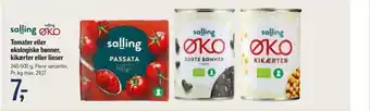Føtex Tomater eller økologiske bønner, kikærter eller linser tilbud