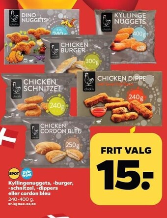 Netto Kyllingenuggets, burger, schnitzel, dippers el. cordon bleu tilbud