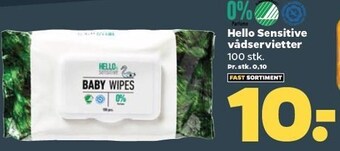 Netto Hello sensitive vådservietter tilbud