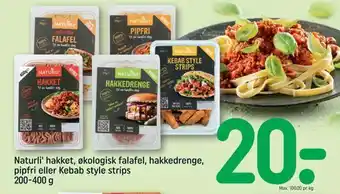 REMA 1000 Naturli' hakket, økologisk falafel, hakkedrenge, pipfri eller kebab style strips tilbud