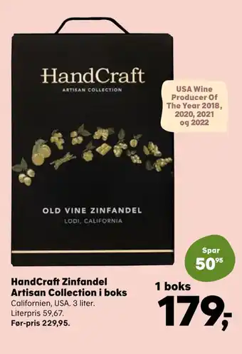 Kvickly Handcraft zinfandel artisan collection i boks tilbud