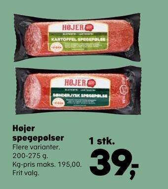 Kvickly Højer spegepølser tilbud