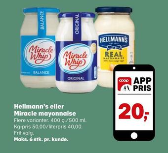Kvickly Hellmann's eller miracle mayonnaise tilbud