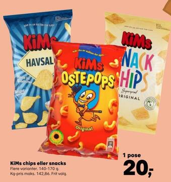 Kvickly Kims chips eller snacks tilbud