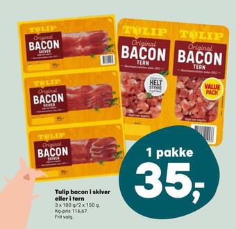 SuperBrugsen Tulip bacon i skiver eller i tern tilbud