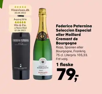 Kvickly Federico paternina seleccion especial eller moillard cremant de bourgogne tilbud