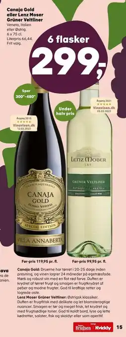 SuperBrugsen Canaja gold eller lenz moser grüner veltliner tilbud
