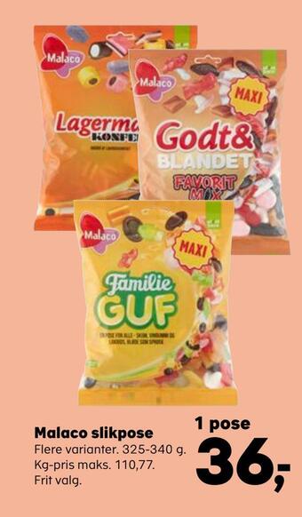 SuperBrugsen Malaco slikpose tilbud